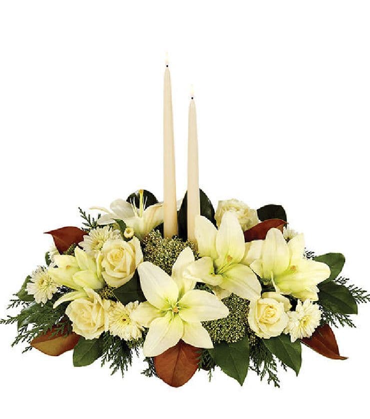 White Magnolia Christmas Centerpiece