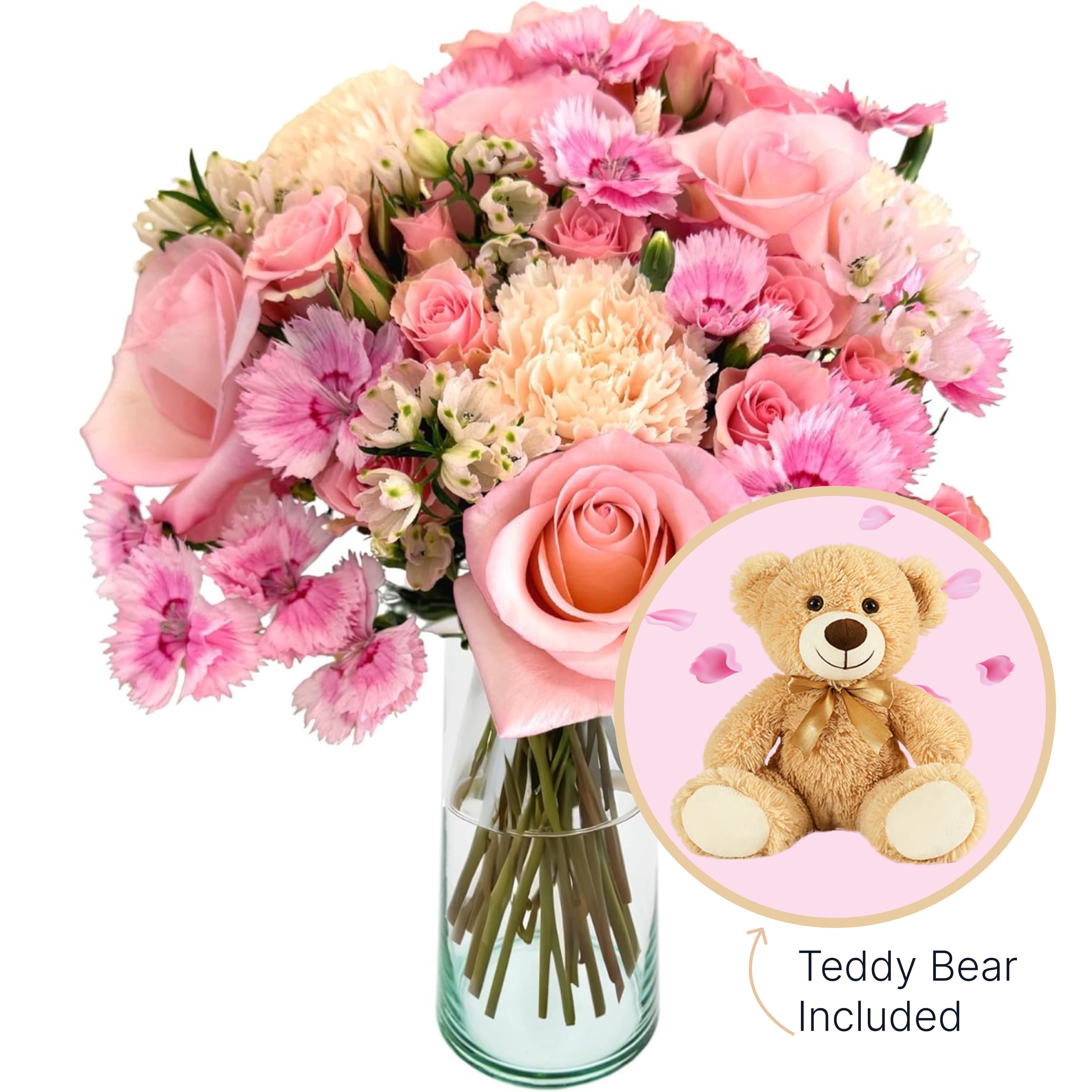 Buttercream Bouquet & Teddy Bear Bundle