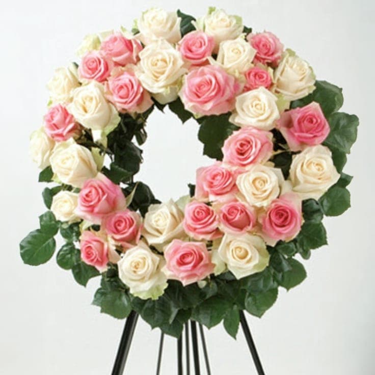 Pink and White Rose Wreath