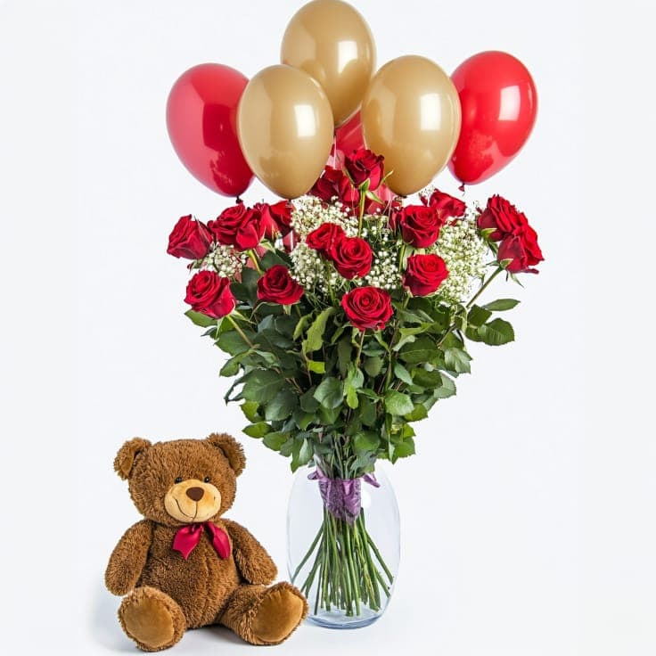 Roses Balloons Teddy