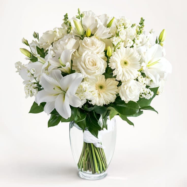 All-White Full Blossom Floral Bouquet