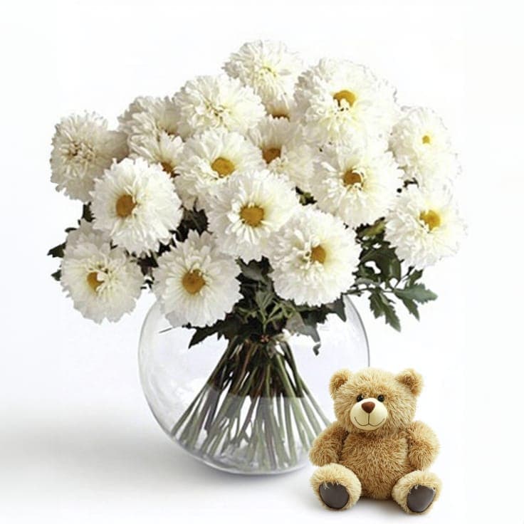 Perfectly Pure Daisies & Bear