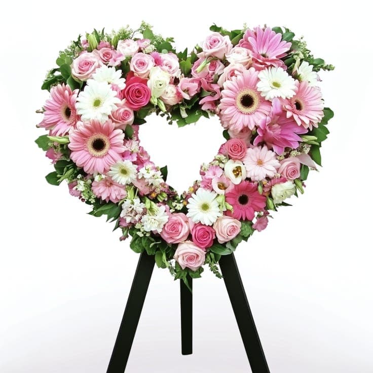 Funeral Soft Hues Standing Heart Spray