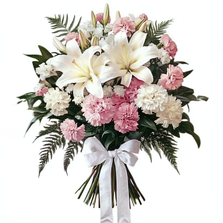 Glistening white and pink blooms