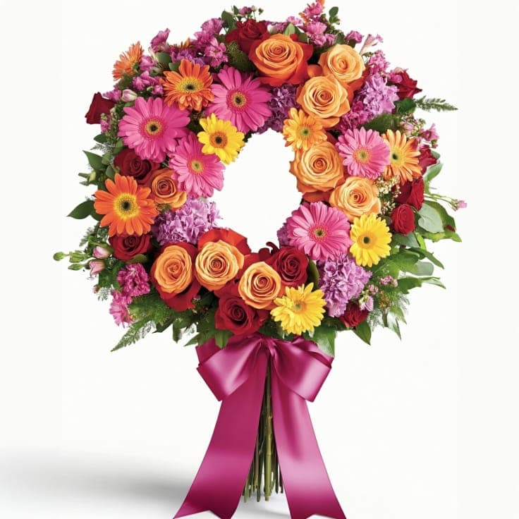Brilliant Shades of Scarlet Red Sympathy Wreath
