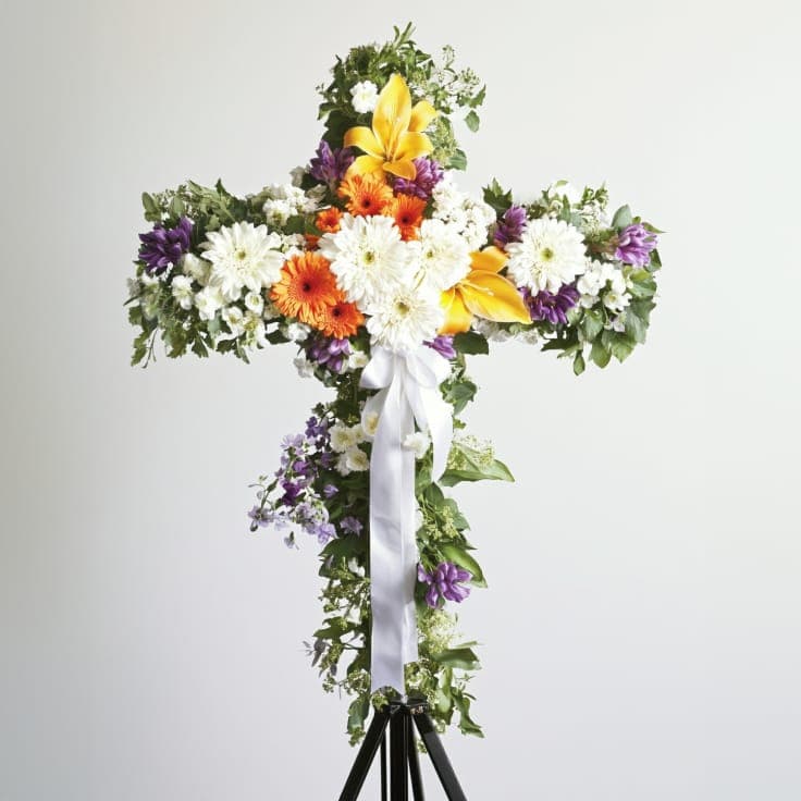 Angelic Cross Sympathy Wreath