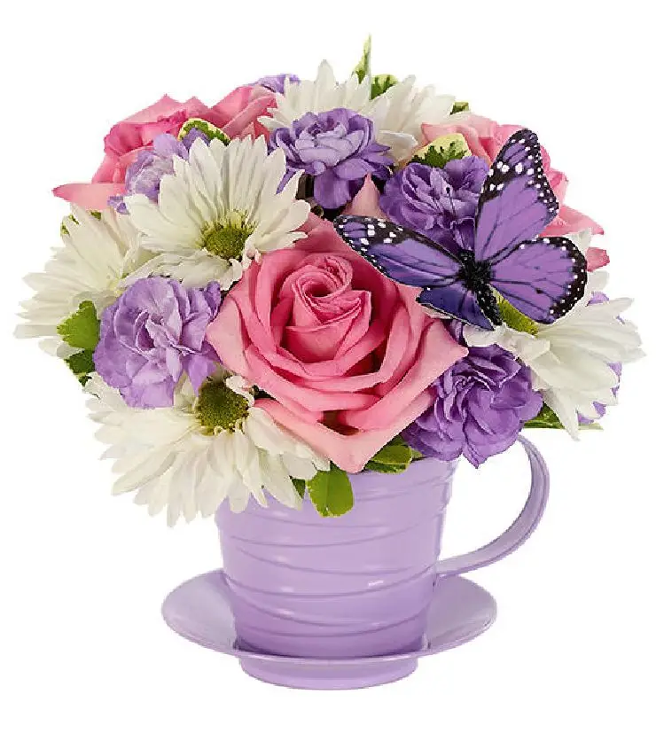 Fresh as Lavender Tea Cup Bouquet