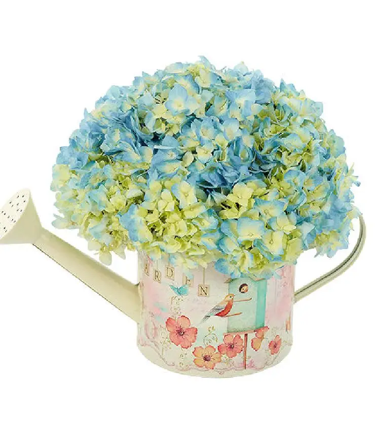 Hydrangea in Birdhouse Watering Can