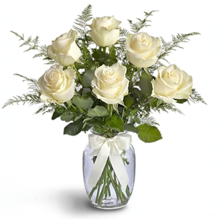 Half Dozen White Roses